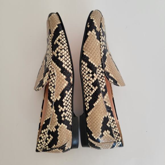 J. Crew Cecile Smoking Slippers Python Print Flat Heel Tan Women 6.5M - Picture 6 of 8